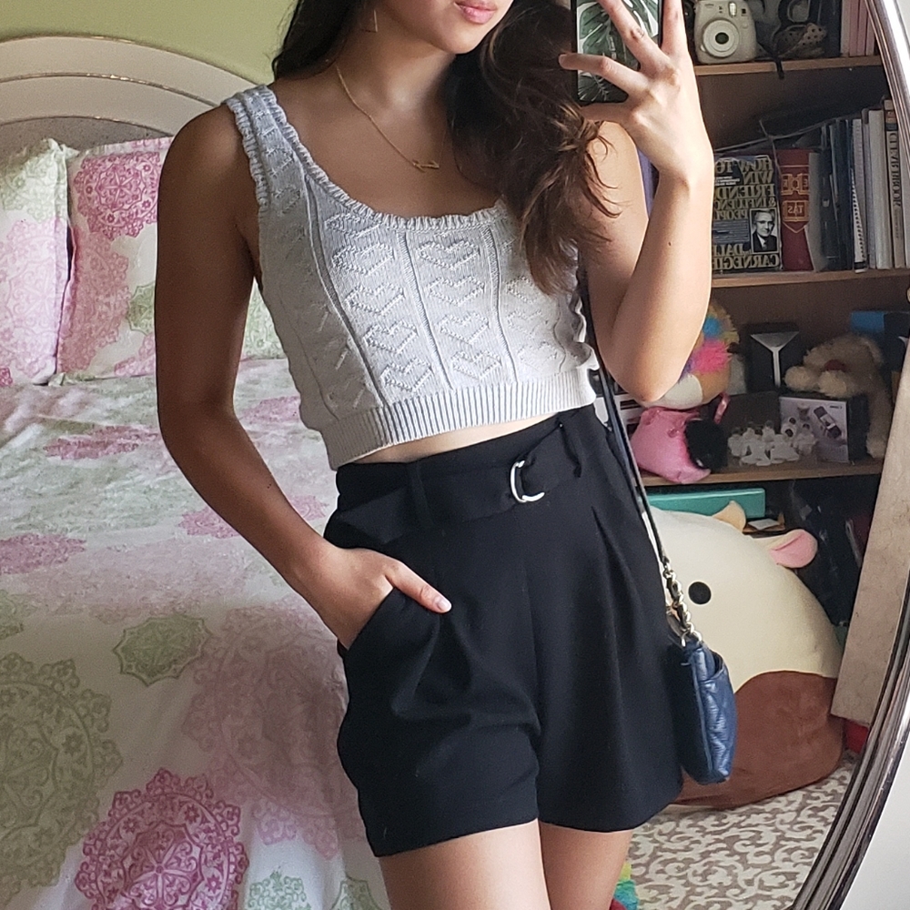 Heart knit crop top